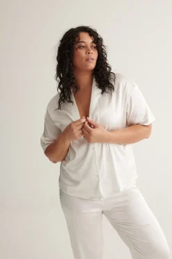 Kat The Label Celine Short Sleeve Shirt Ivory | Camis