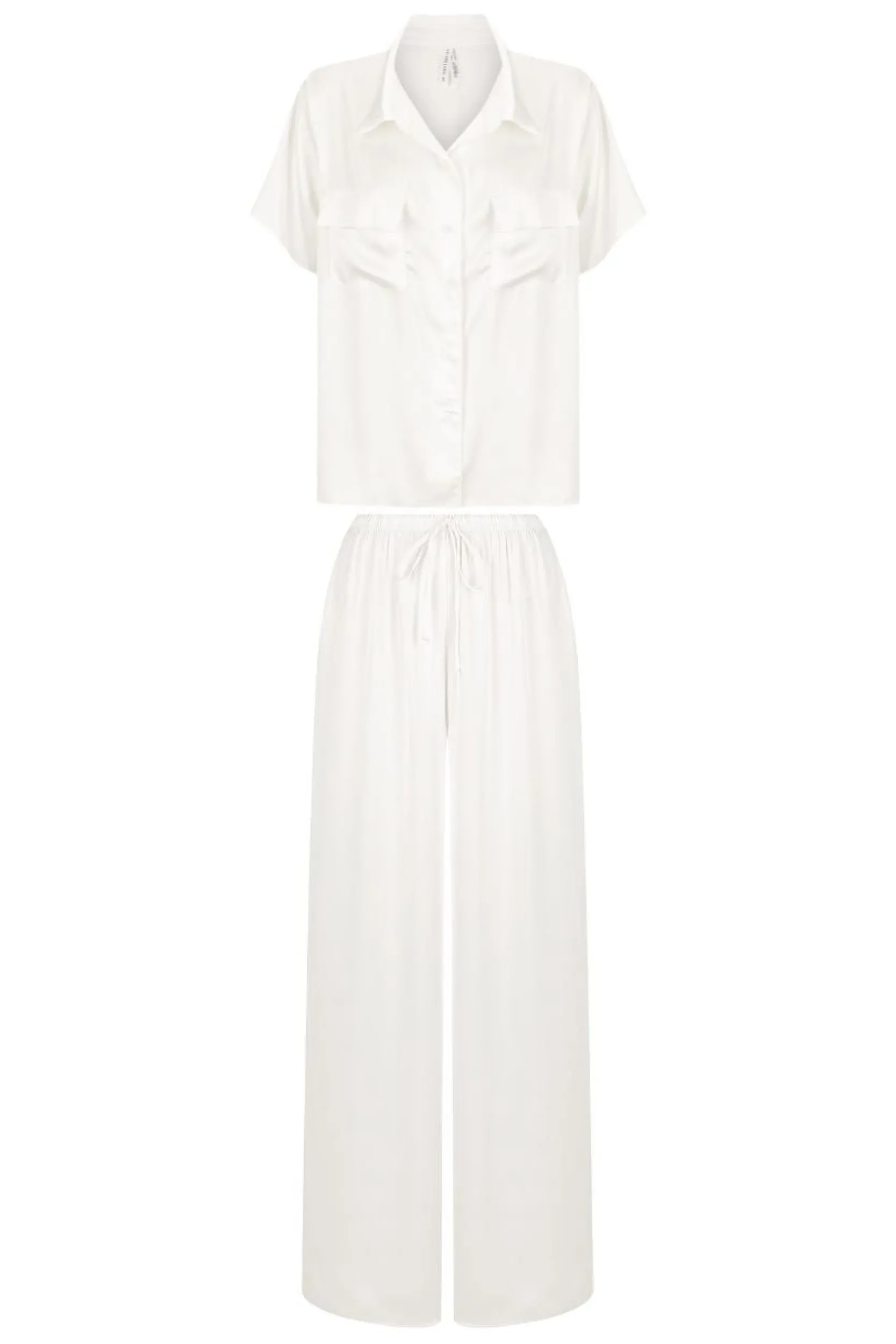 Kat The Label Gracie Short Sleeve Pant Set Ivory | Sleep Sets | Sleep Sets
