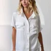 Kat The Label Gracie Short Sleeve Shirt Ivory | Camis